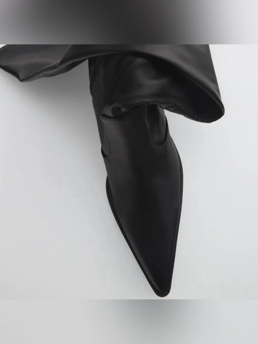 Zara black over-the-knee pointed-toe boots (Western/cowboy)